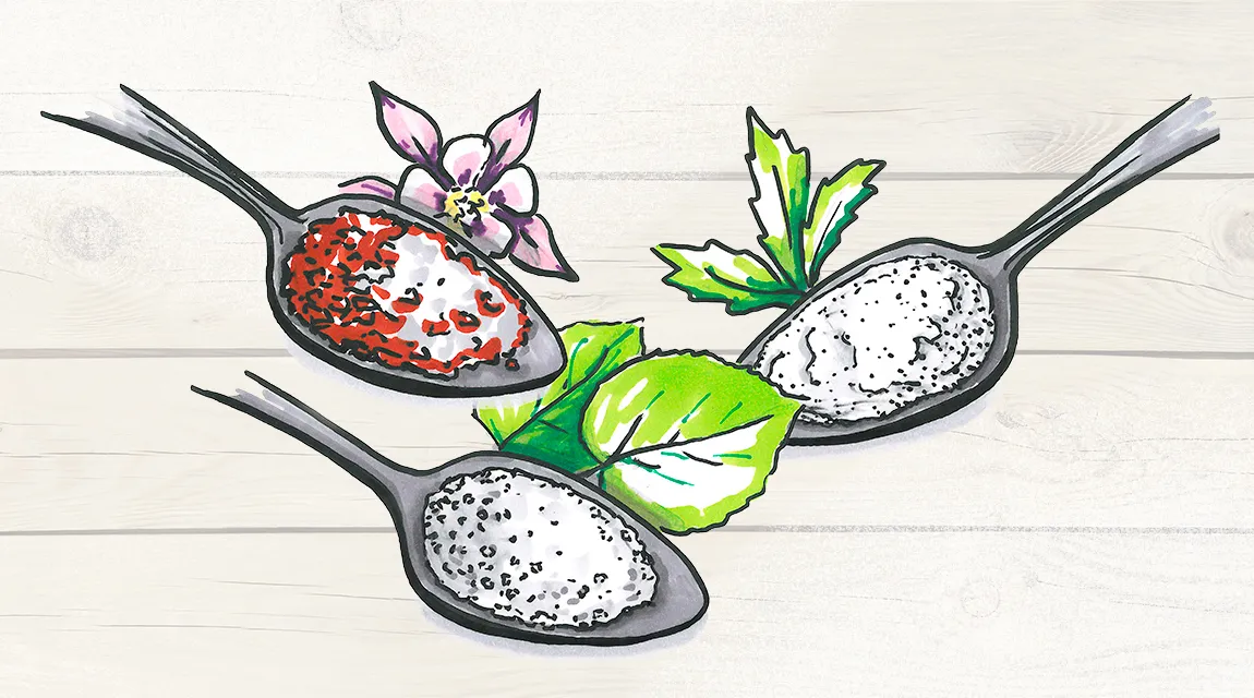 Esslöffel mit Zucker-Alternativen