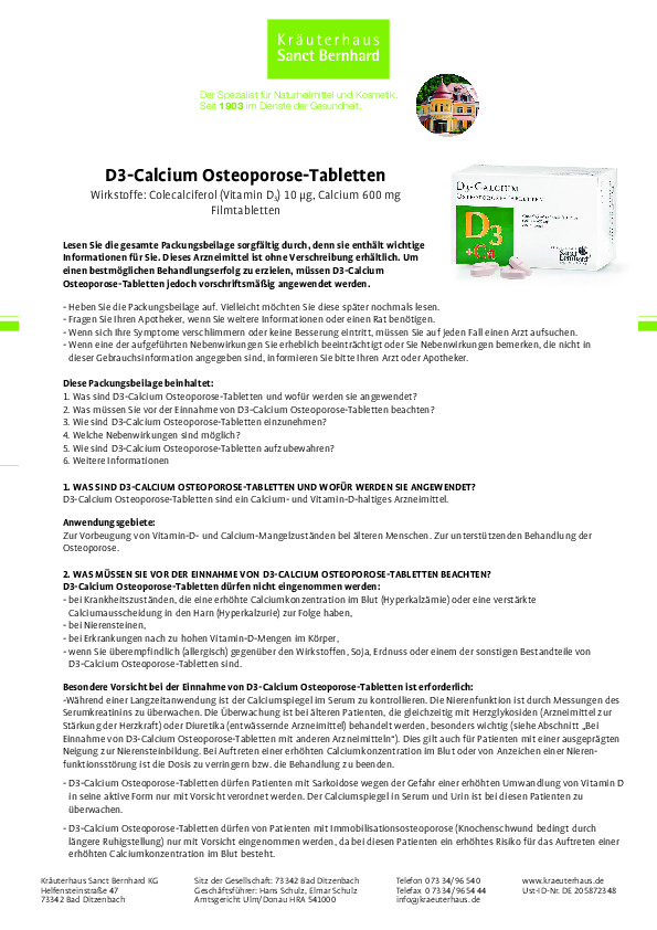 D3-Calcium Osteoporose-Tabletten | Erfahrungen & Kundenbewertungen lesen
