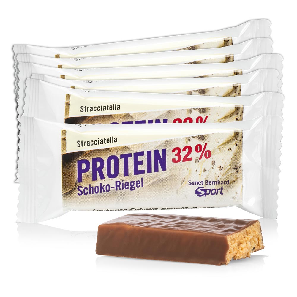 Sanct Bernhard Sport Protein 32 % Schoko-Riegel Stracciatella 11er-Packung