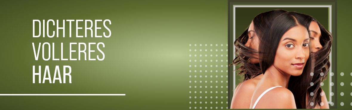 Eine junge Frau mit dunklen Haaren schüttelt ihr Haar zu beiden Seiten. Der Text 