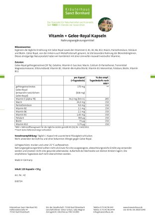 Vitamin-Kapseln mit Gelee-Royal 120 Kapseln