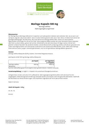Moringa-Kapseln 500 mg 240 Kapseln