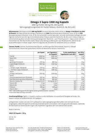 Omega-3 supra-1000 mg-Kapseln 120 Kapseln