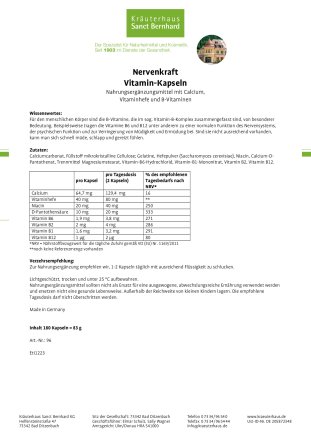 Nervenkraft-Vitamin-Kapseln 180 Kapseln