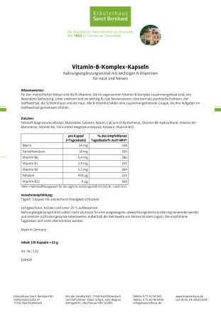 Vitamin-B-Komplex-Kapseln 150 Kapseln