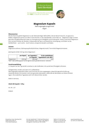 Magnesium-Kapseln 340 Kapseln
