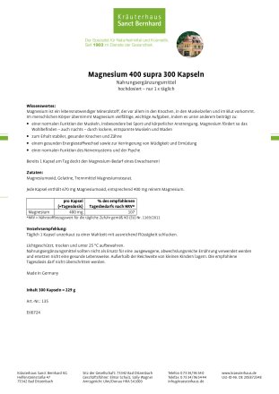 Magnesium-400-supra Kapseln 300 Kapseln 300 Kapseln