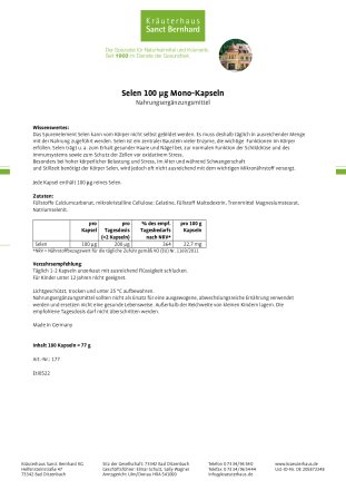 Selen-100 µg-Mono-Kapseln 180 Kapseln