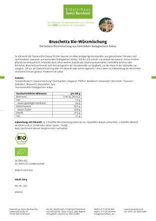 Bruschetta Bio-Würzmischung 130 g