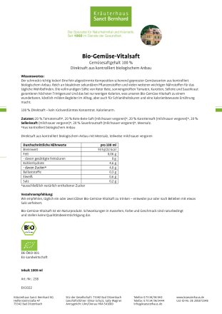 Bio-Gemüse-Vitalsaft