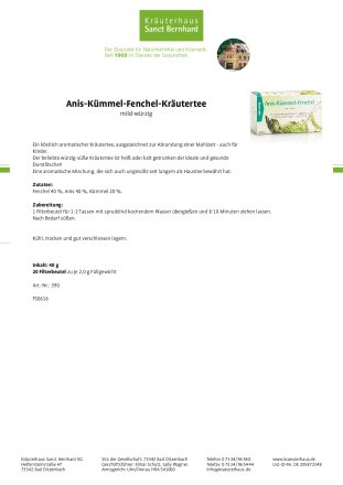 Anis-K&uuml;mmel-Fenchel Kr&auml;utertee 40 g