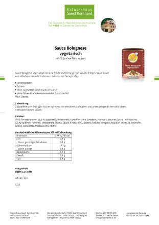 Sauce Bolognese vegetarisch 450 g