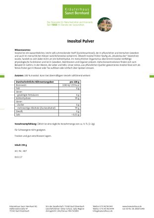 Inositol Pulver 250 g