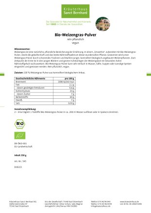 Bio-Weizengras-Pulver 350 g