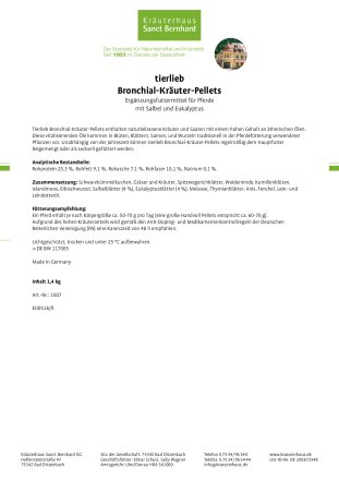 tierlieb Bronchial-Kr&auml;uter-Pellets f&uuml;r Pferde 1.4 kg