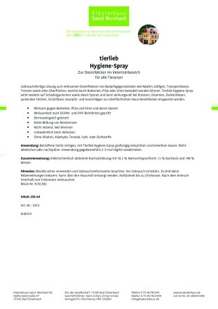 tierlieb Hygiene-Spray 250 ml