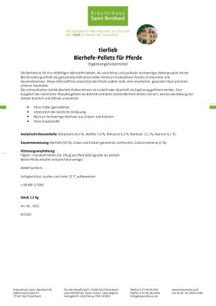 tierlieb Bierhefe-Pellets f&uuml;r Pferde 1.5 kg