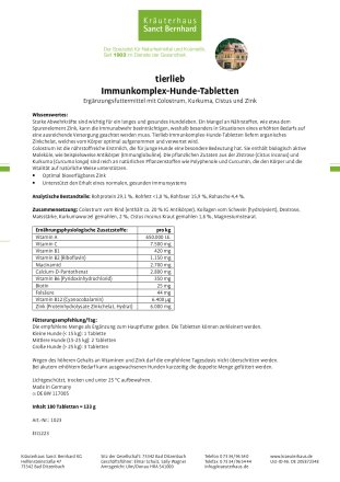 tierlieb  Immunkomplex-Hunde-Tabletten 180 Tabletten