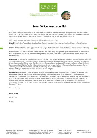 Super 20 Sonnenschutzmilch 250 ml