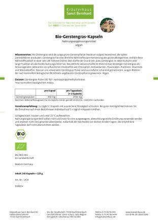 Bio-Gerstengras-Kapseln 240 Kapseln