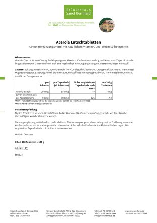 Acerola-Lutschtabletten 180 Tabletten