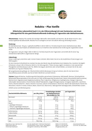 Redukta-PLUS Vanille Sparpackung 1200 g