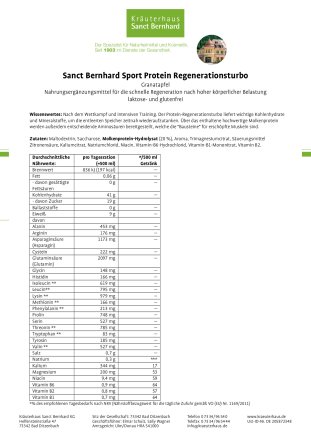 Sanct Bernhard Sport Protein Regenerationsturbo Granatapfel 750 g