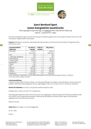 Sanct Bernhard Sport Isoton-Energiedrink Sauerkirsche Sachet 36 g