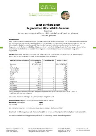 Sanct Bernhard Sport Regeneration Mineraldrink-Premium Grapefruit 750 g