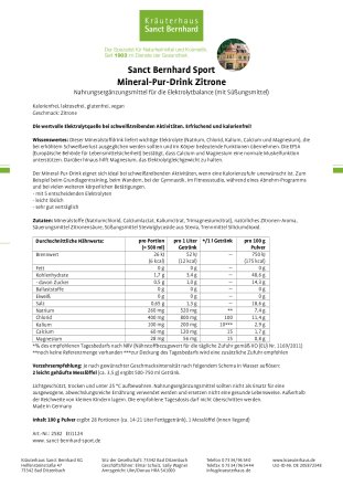 Sanct Bernhard Sport Mineral-Pur-Drink Zitrone 100 g