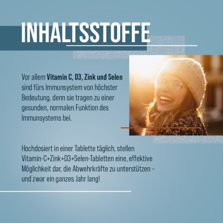 Vitamin C+Zink+D3+ Selen-Tabletten 365 Tabletten