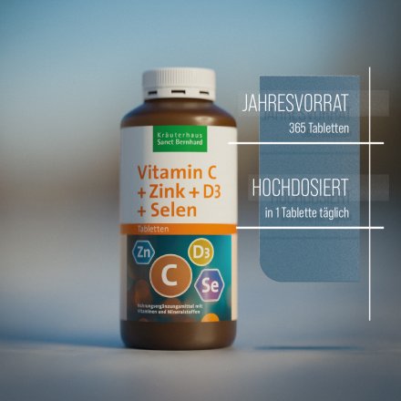 Vitamin C+Zink+D3+ Selen-Tabletten 365 Tabletten