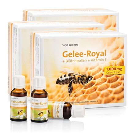 Gelee-Royal + Blütenpollen + Vitamin-E-Trinkfläschchen 3er-Pack 1800 ml